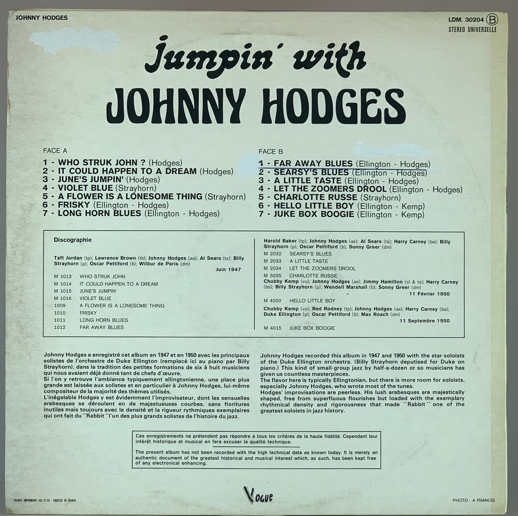 Johnny Hodges - Jumpin' with Johnny Hodges (LP usado)