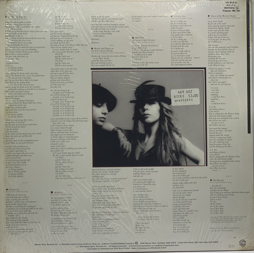 Rickie Lee Jones - Pirates (LP usado)