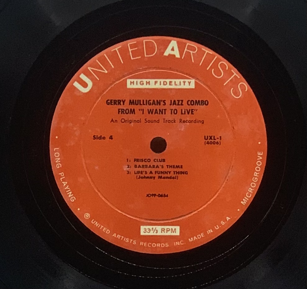 Gerry Mulligan - The Jazz Combo From "I Want To Live!" (LP usado)