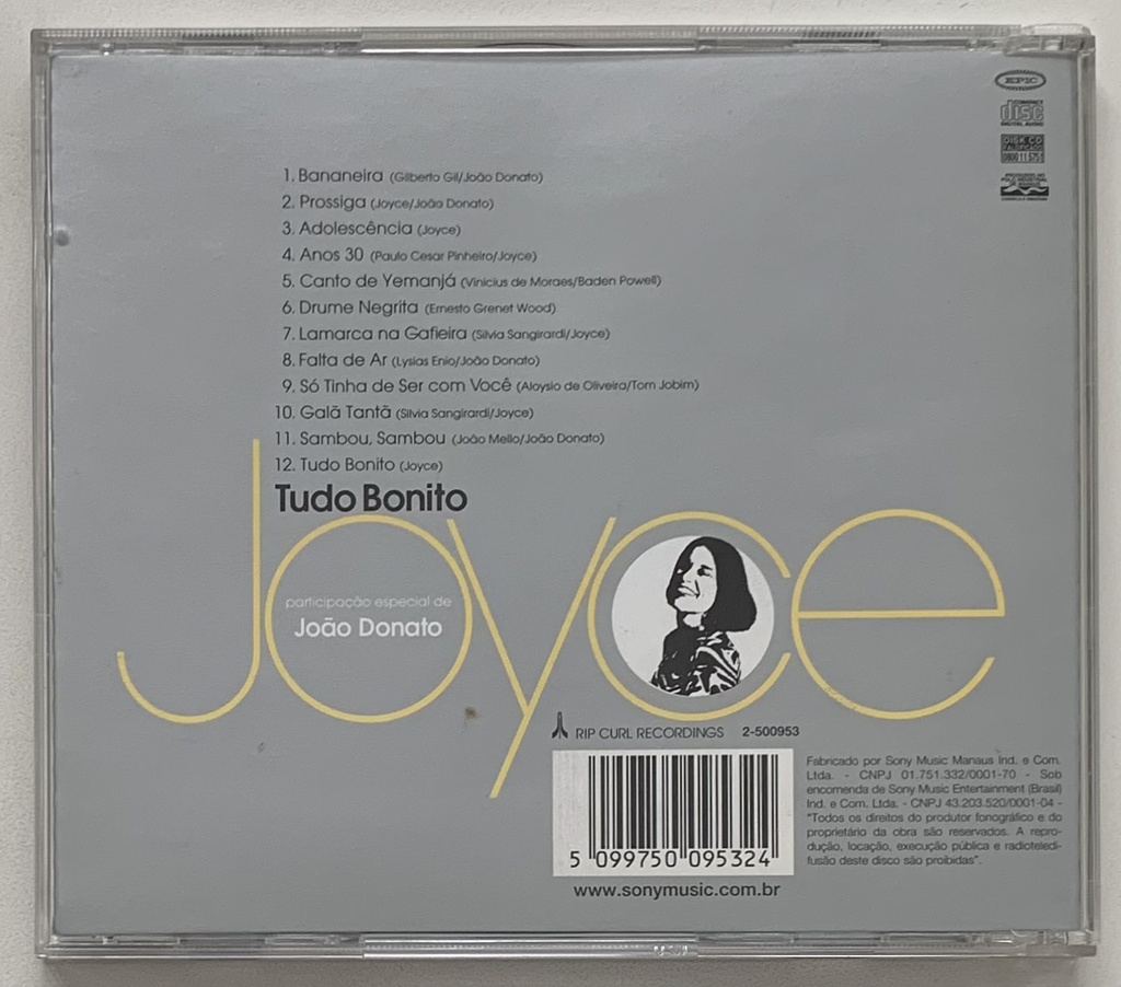 Joyce participação especial de João Donato - Tudo Bonito (CD usado)