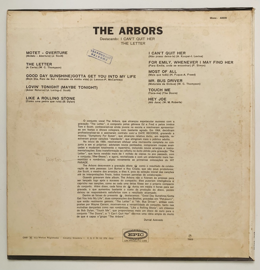 The Arbors - The Arbors (LP usado)