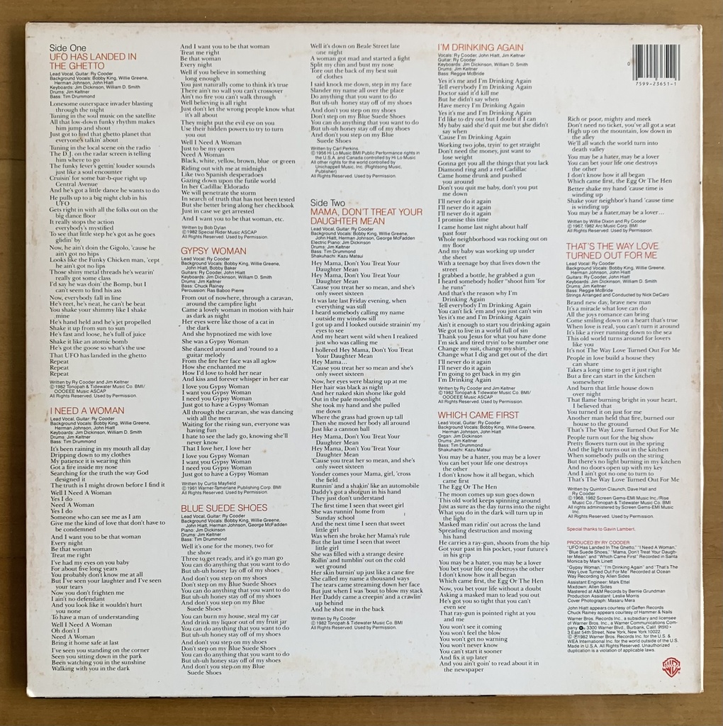 Ry Cooder - The Slide Area (LP usado)