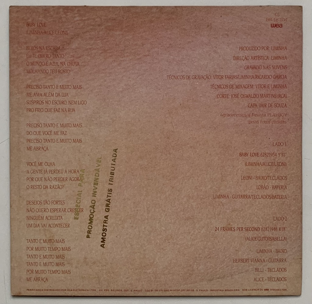 Alice (Pink Pank) - Baby Love / 24 Frames per Second (Vinil 7" usado)