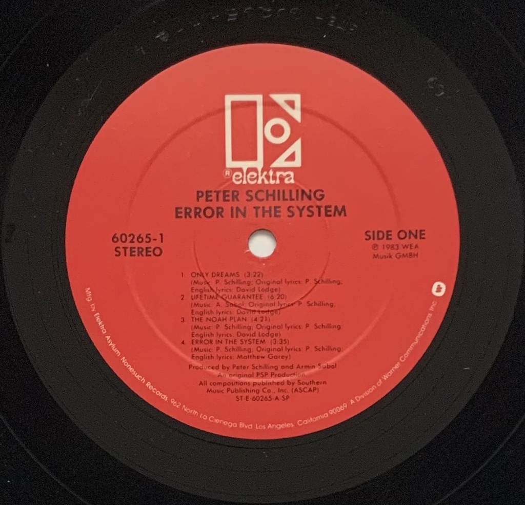Peter Schilling - Error in the System (LP usado)
