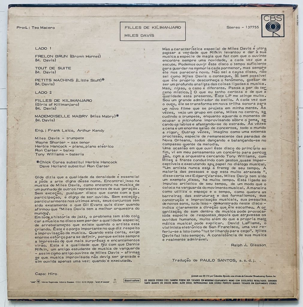 Miles Davis - Filles de Kilimanjaro (LP usado)