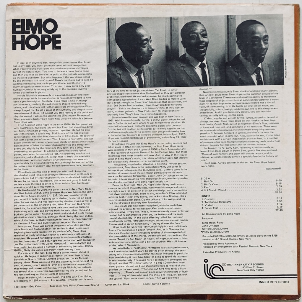 Elmo Hope - Last Sessions (LP usado)