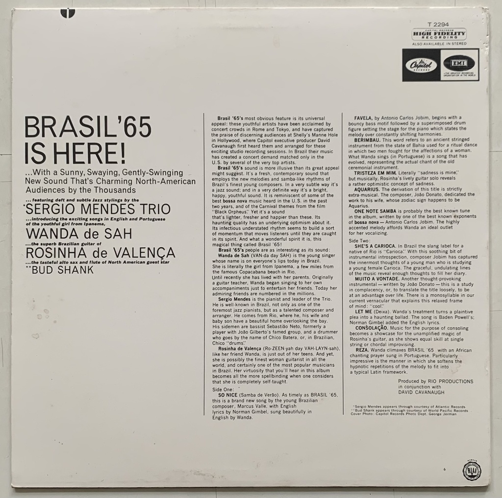 Sergio Mendes Trio introducing Wanda de Sah with Rosinha de Valença - Brasil '65 (LP usado)