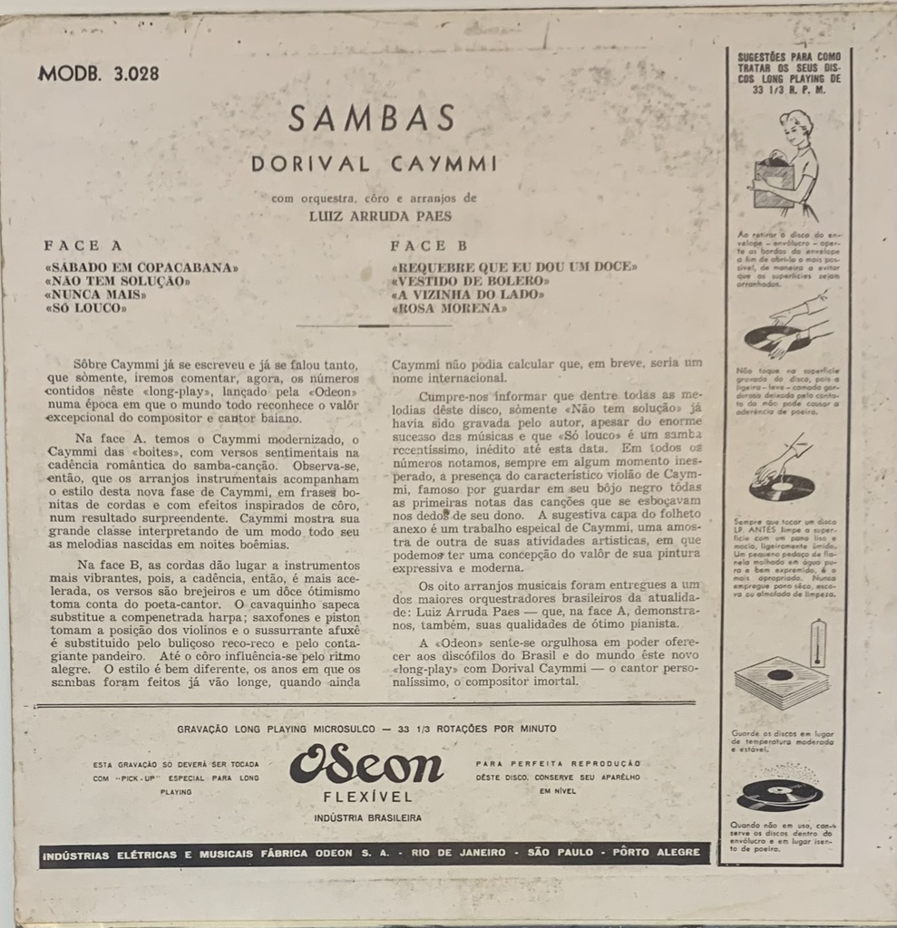 Dorival Caymmi - Sambas (10" usado c/encarte)