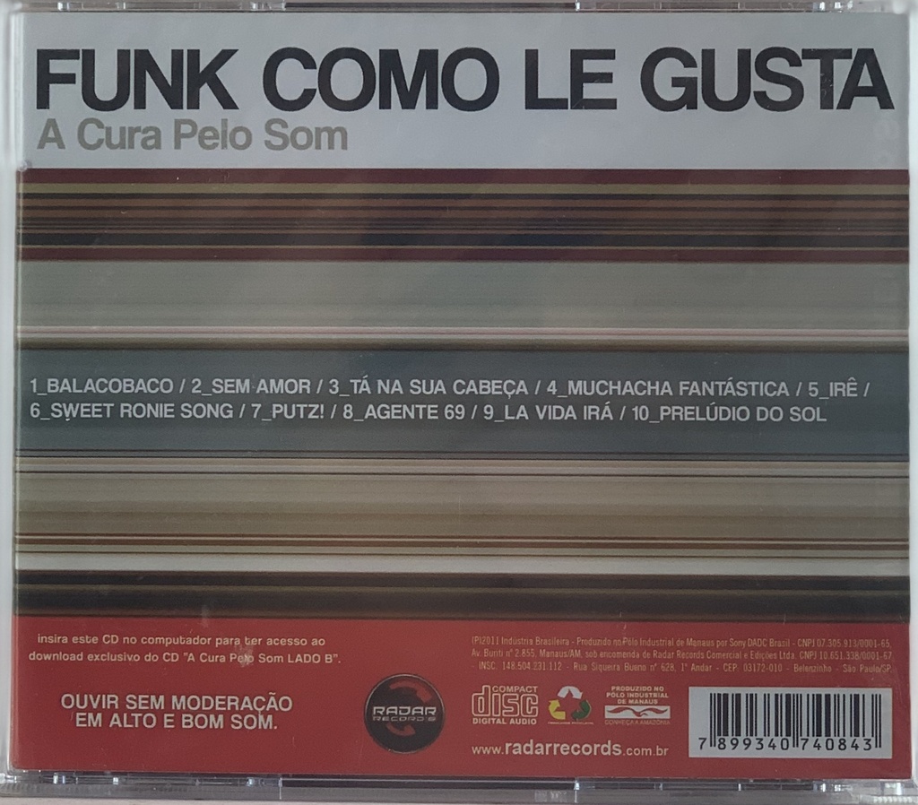 Funk Como Le Gusta - A Cura Pelo Som (CD novo)