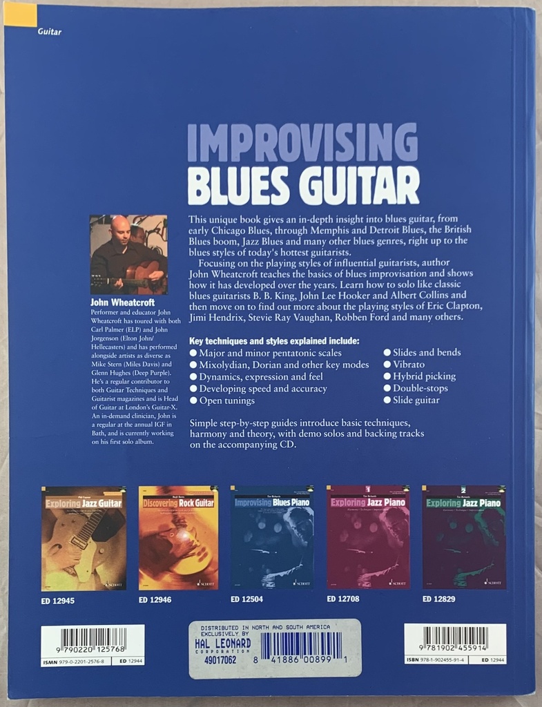 Partitura- Improvising Blues Guitar - John Wheatcroft (livro usado c/ CD)