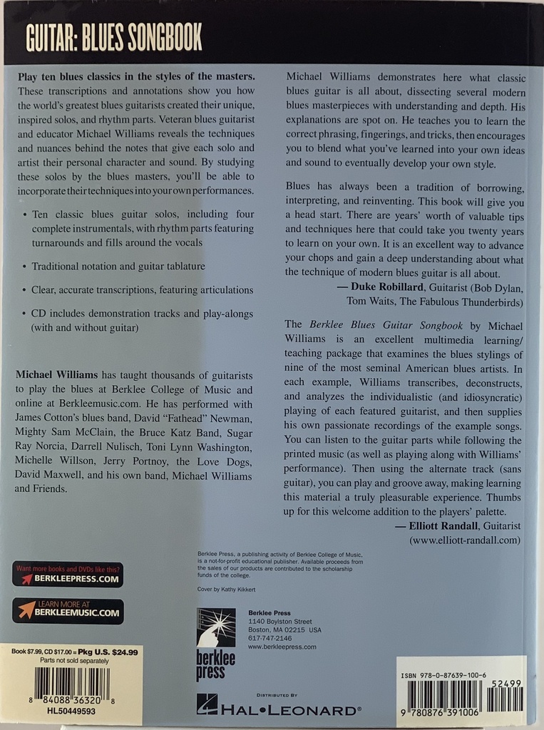 Partitura- Berklee Blues Guitar Songbook (livro usado c/CD) | Tracks Rio