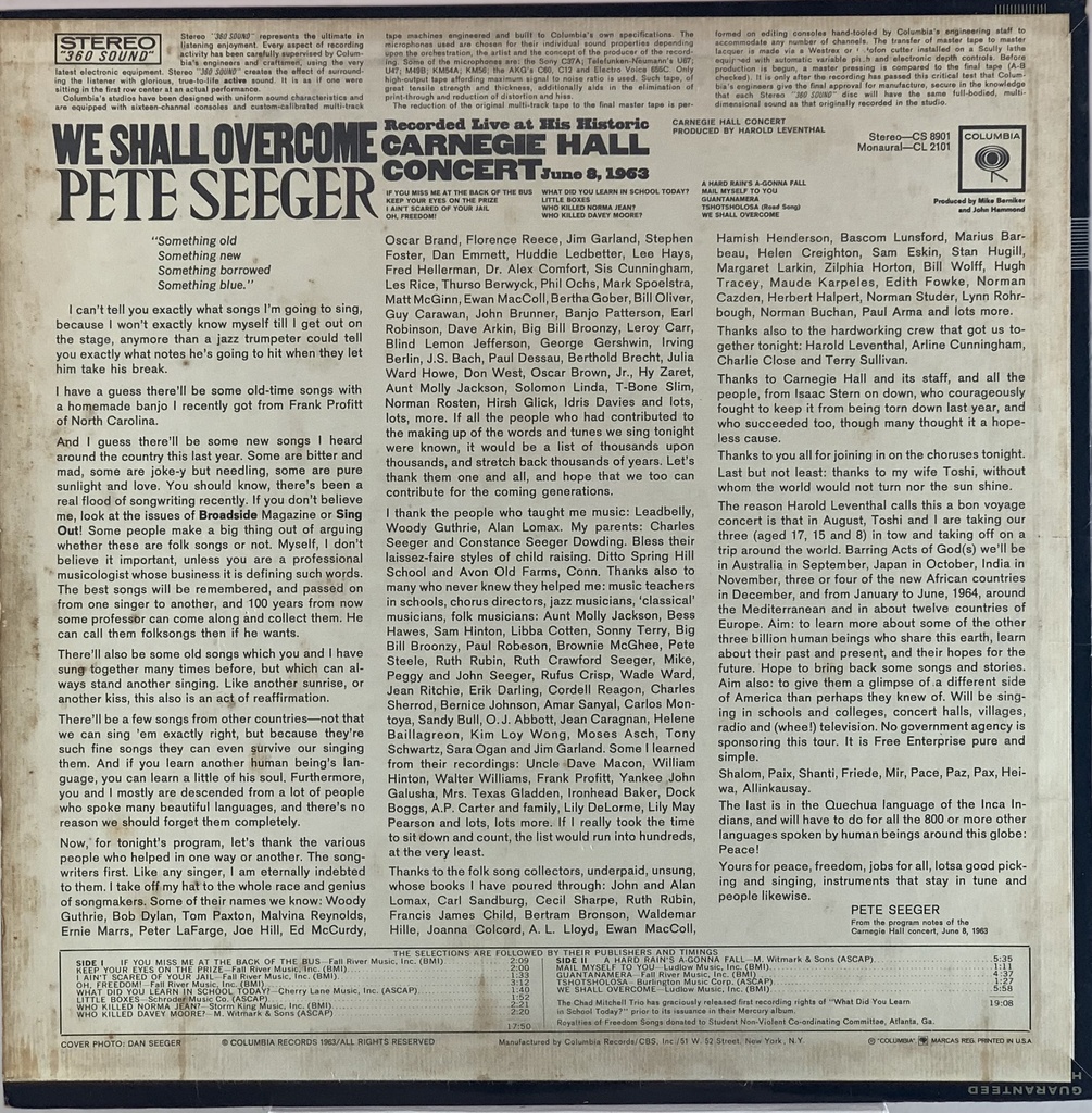 Peter Seeger - We Shall Overcome ( LP usado)