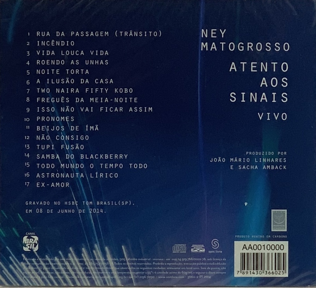 Ney Matogrosso - Atento Aos Sinais Vivo (CD novo)