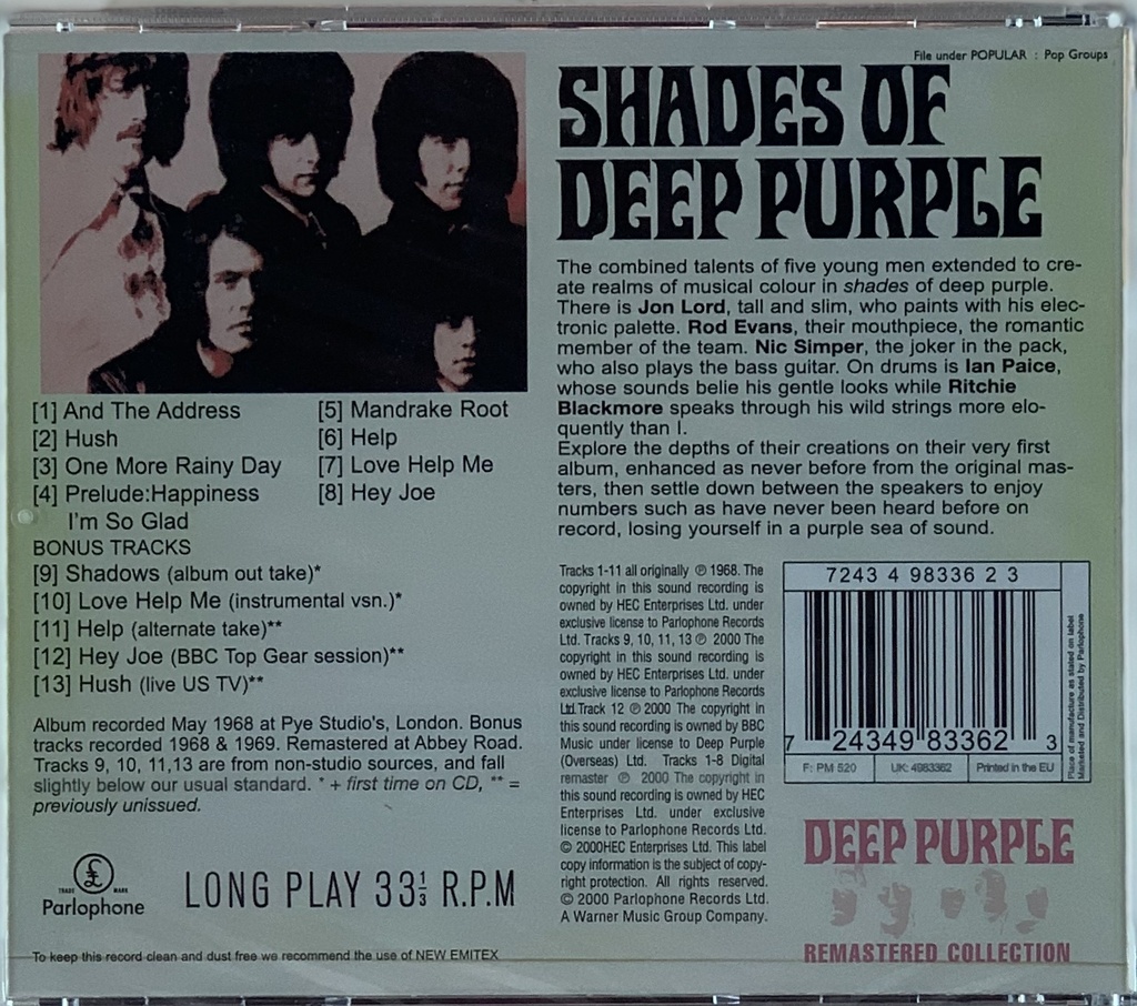 Deep Purple - Shades Of Deep Purple (CD novo)