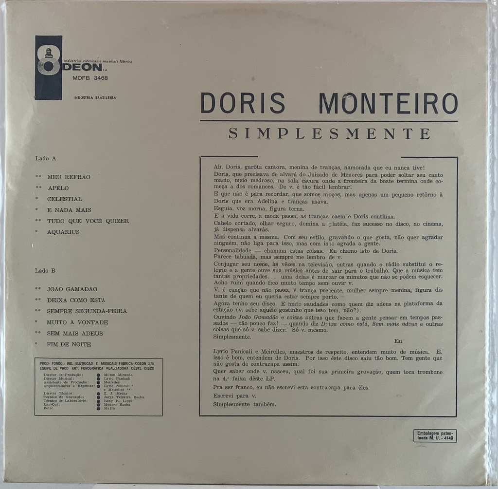 Doris Monteiro - Simplesmente (LP usado)