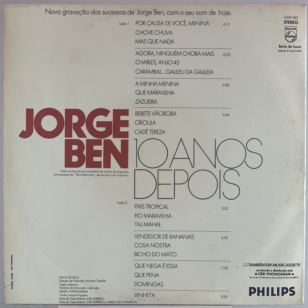 Jorge Ben - 10 Anos Depois (usado)