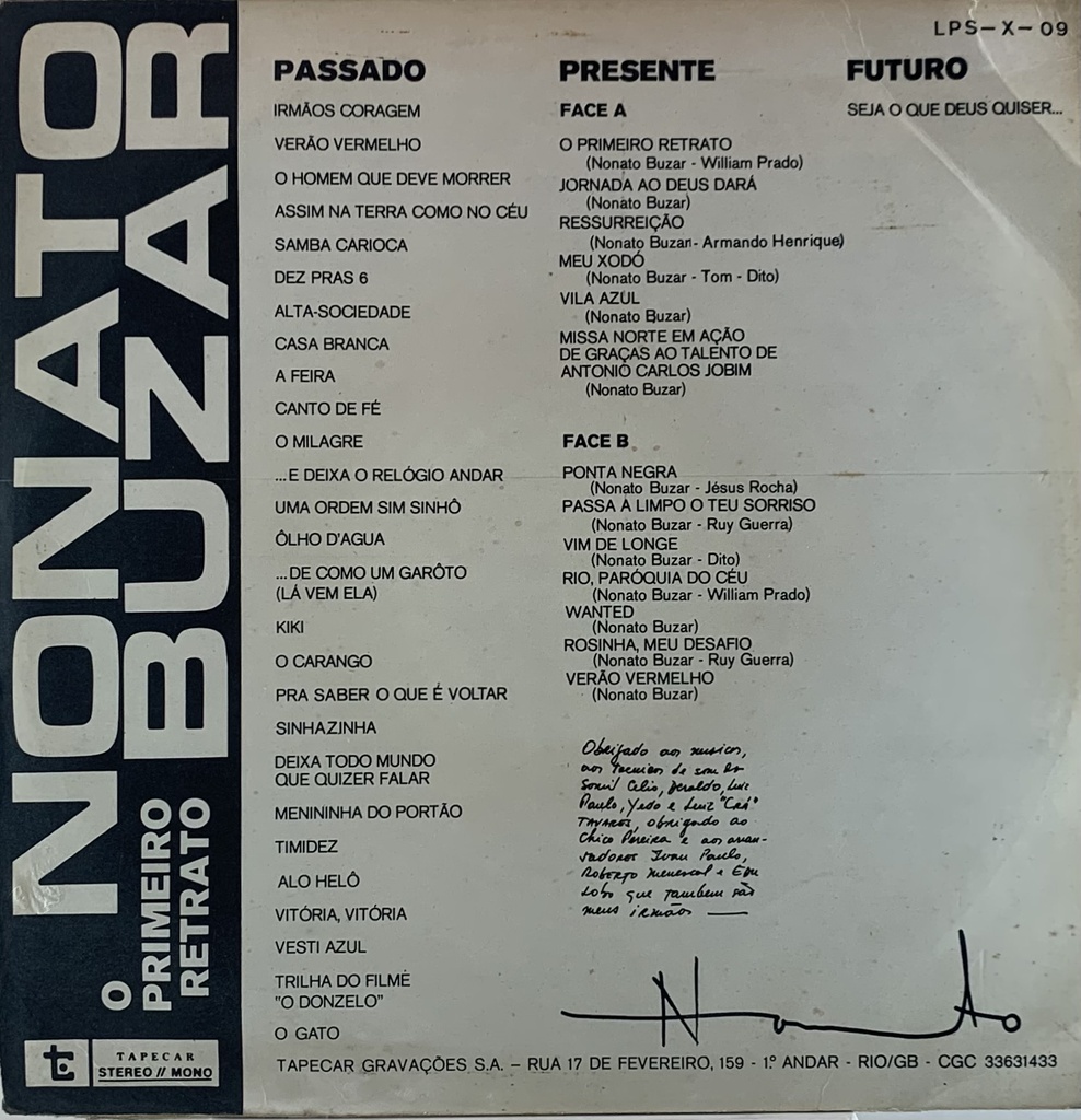 Nonato Buzar - O Primeiro Retrato (LP usado) | Tracks Rio