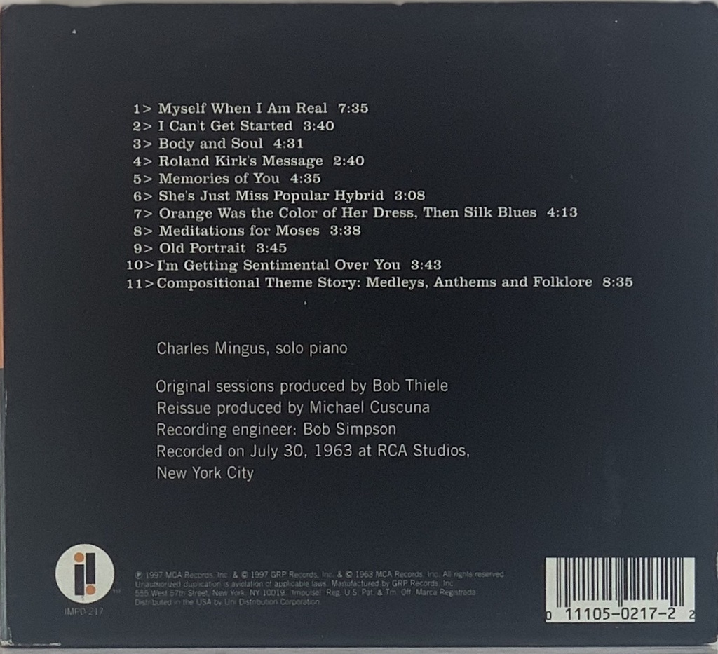 Charles Mingus - Mingus Plays Piano (CD usado)