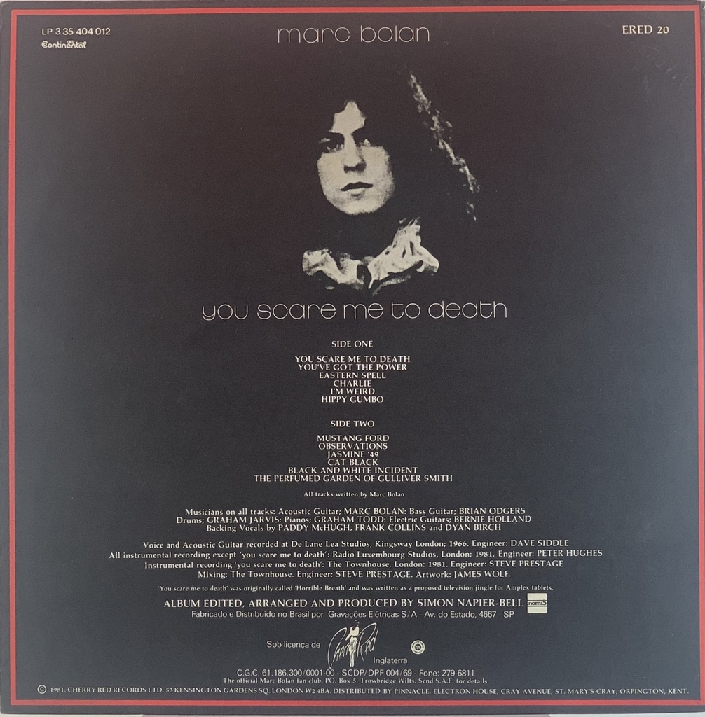 Marc Bolan - You Scare Me To Death (LP usado)