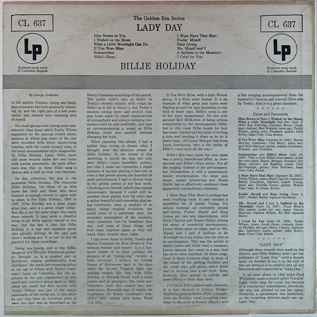 Billie Holiday - Lady Day (LP usado)