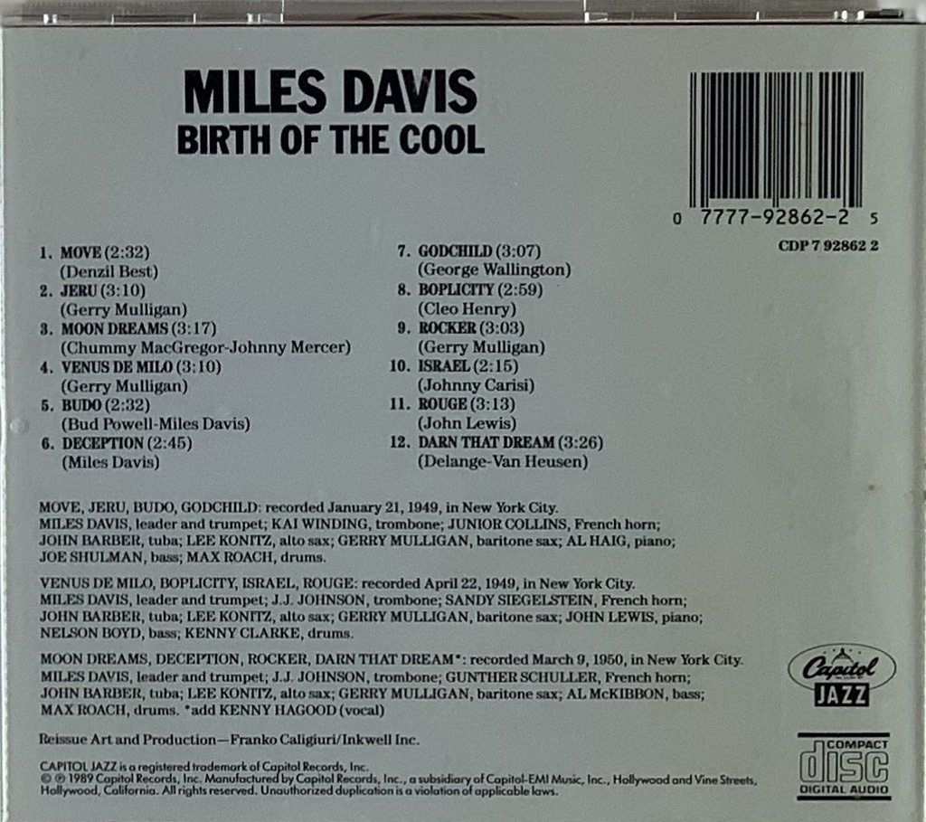 Miles Davis - Birth Of The Cool (CD usado)