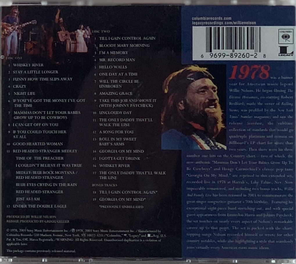 Willie Nelson and Family - Live (2CDs Usados)