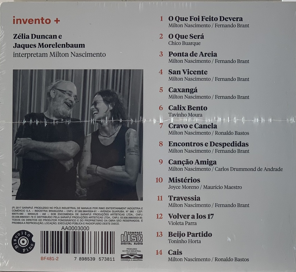 Zélia Duncan e Jaques Morelenbaum - Invento + (CD novo)