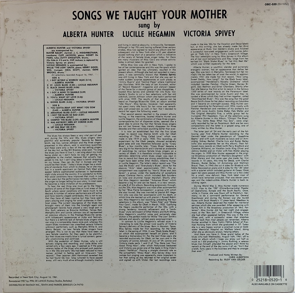 Alberta Hunter, Lucille Hegamin, Victoria Spivey (LP usado)