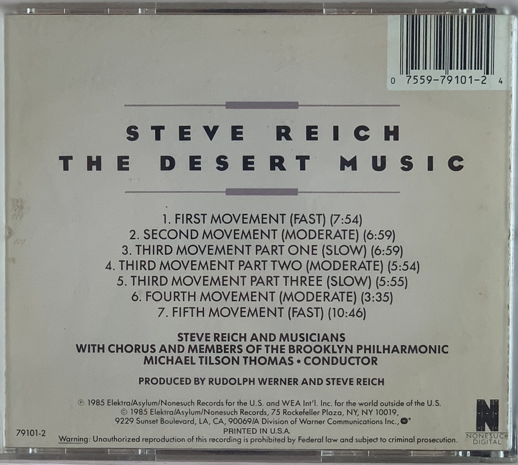 Steve Reich – The Desert Music (CD usado)