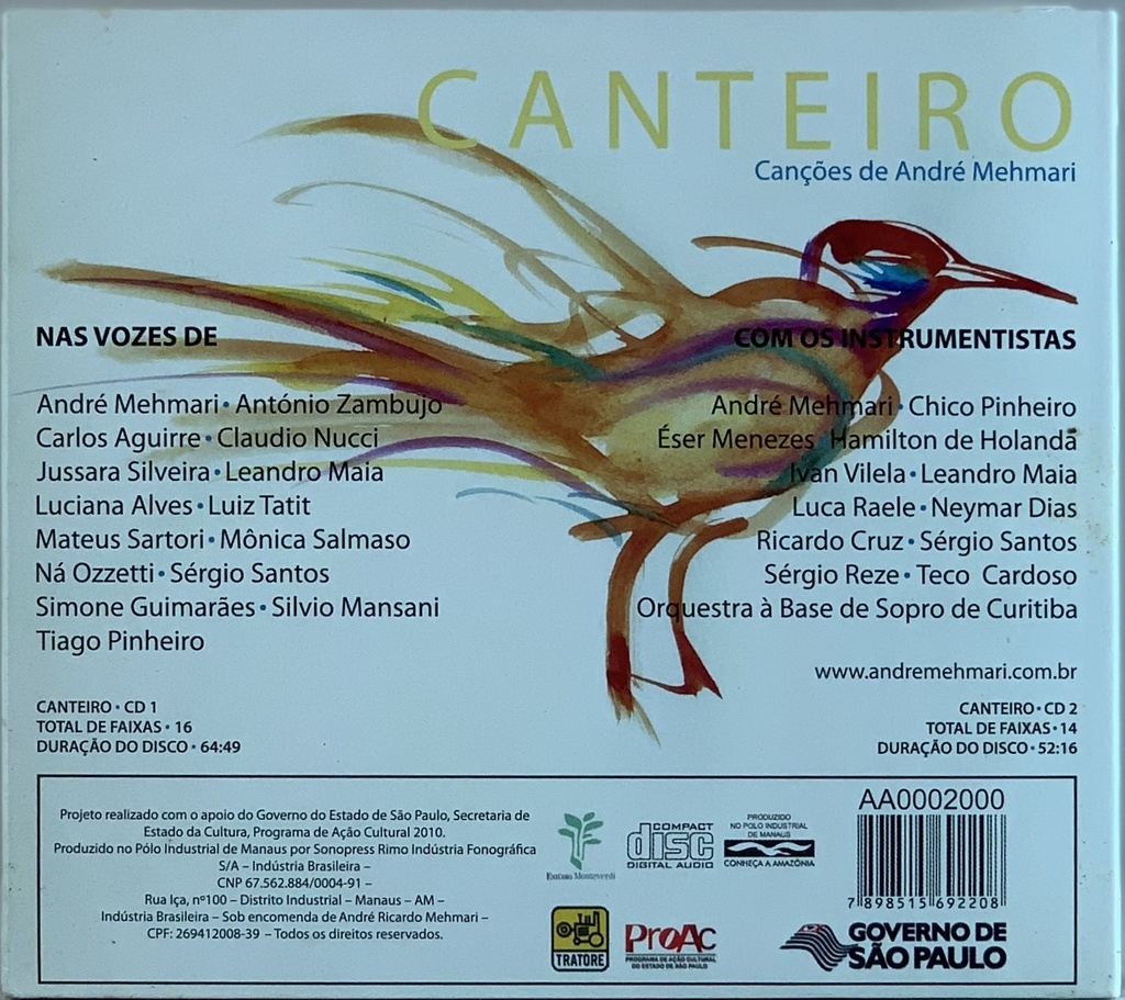 André Mehmari - Canteiros (2CDs usados)