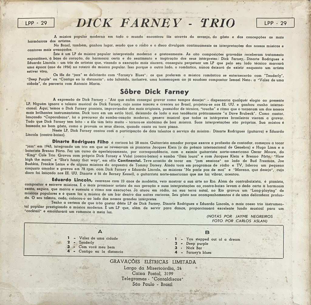 Dick Farney - Trio (10" usado)