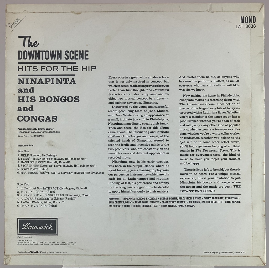 Ninapinta and His Bongos and Congas - The Downtown Scene (LP usado)