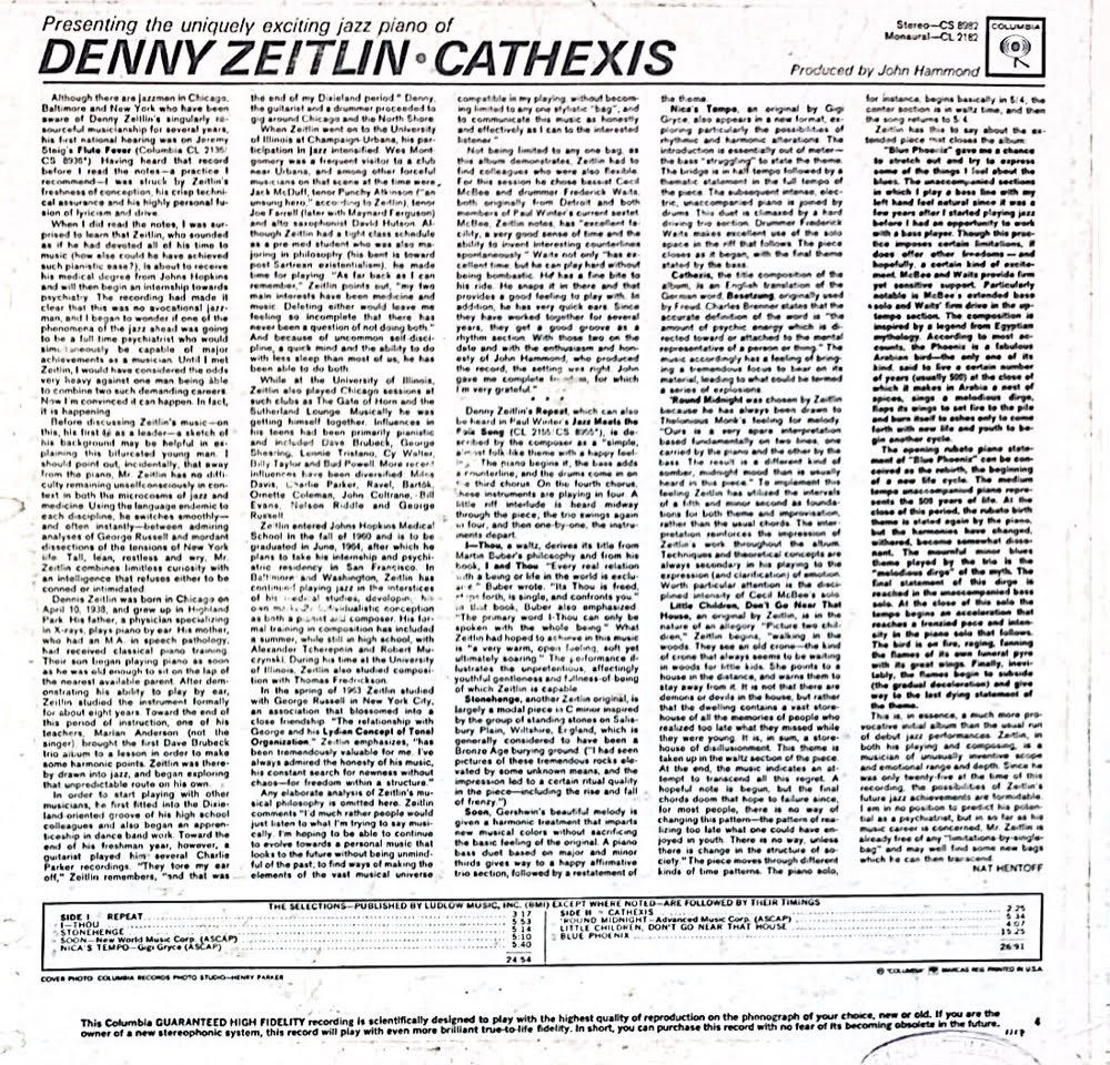 Denny Zeitlin - Cathexis (usado)