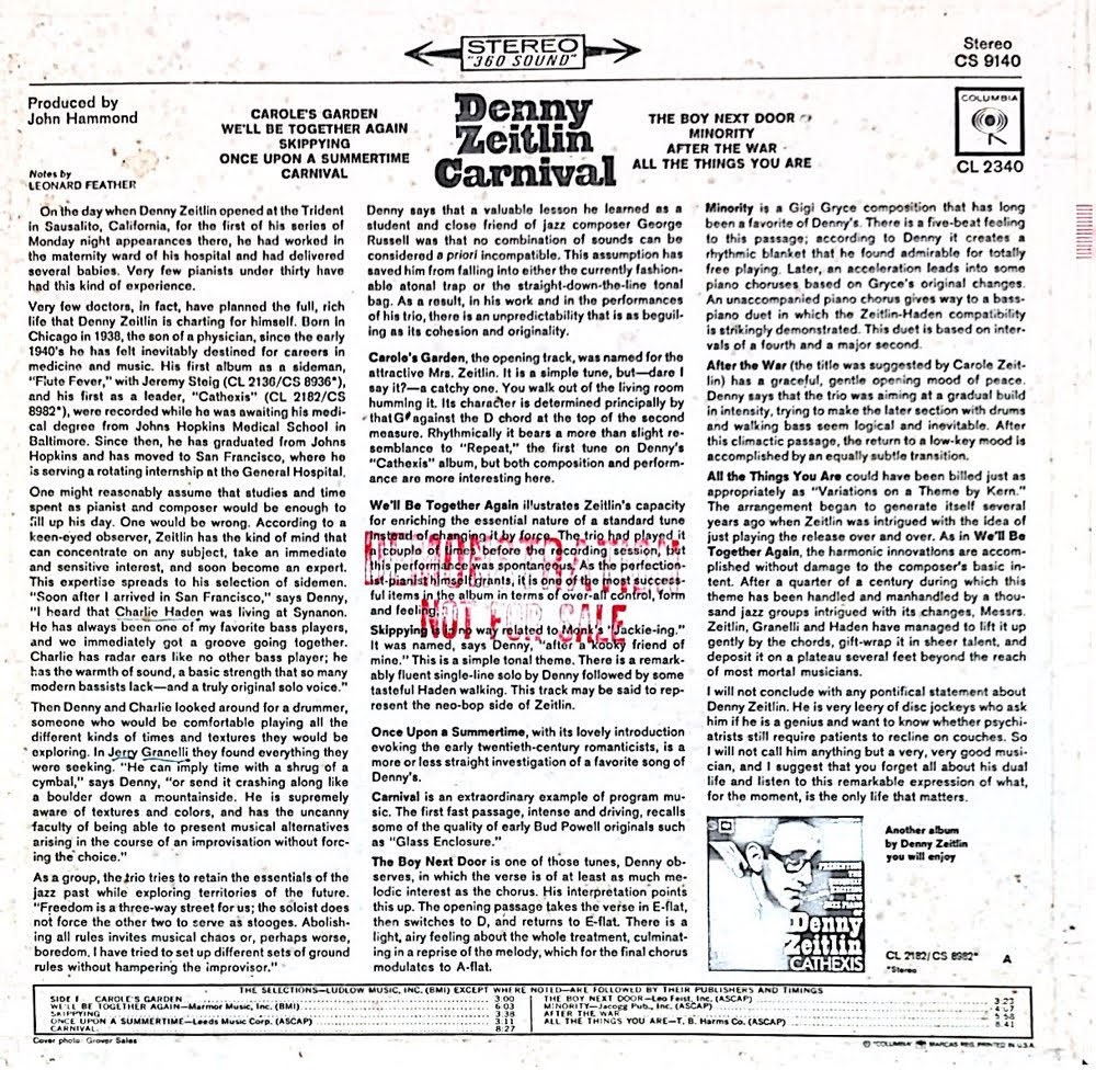 Denny Zeitlin - Carnival (usado)