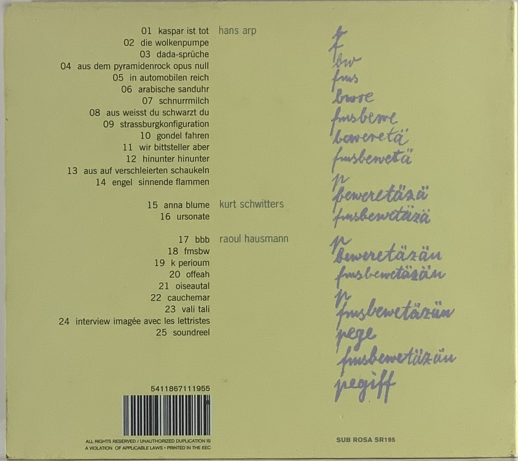 Dada - Arp/Schwitters/Hausmann - Antidada - Merz (CD usado)