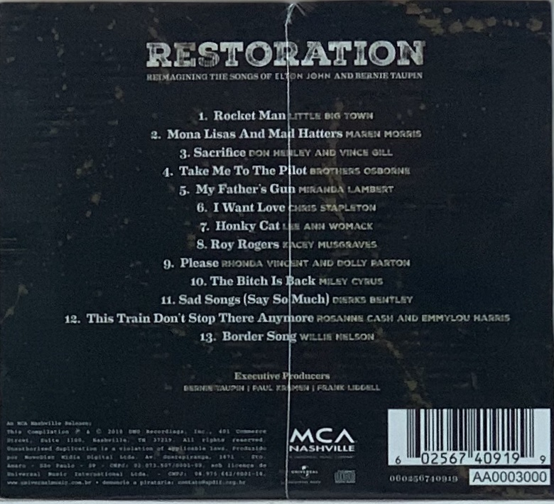 Various – Restoration: Reimagining The Songs Of Elton John And Bernie (CD novo)