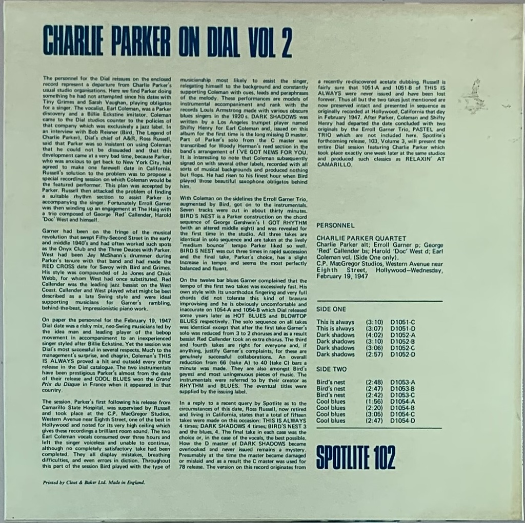 Charlie Parker – Charlie Parker On Dial Vol 2 (LP usado)