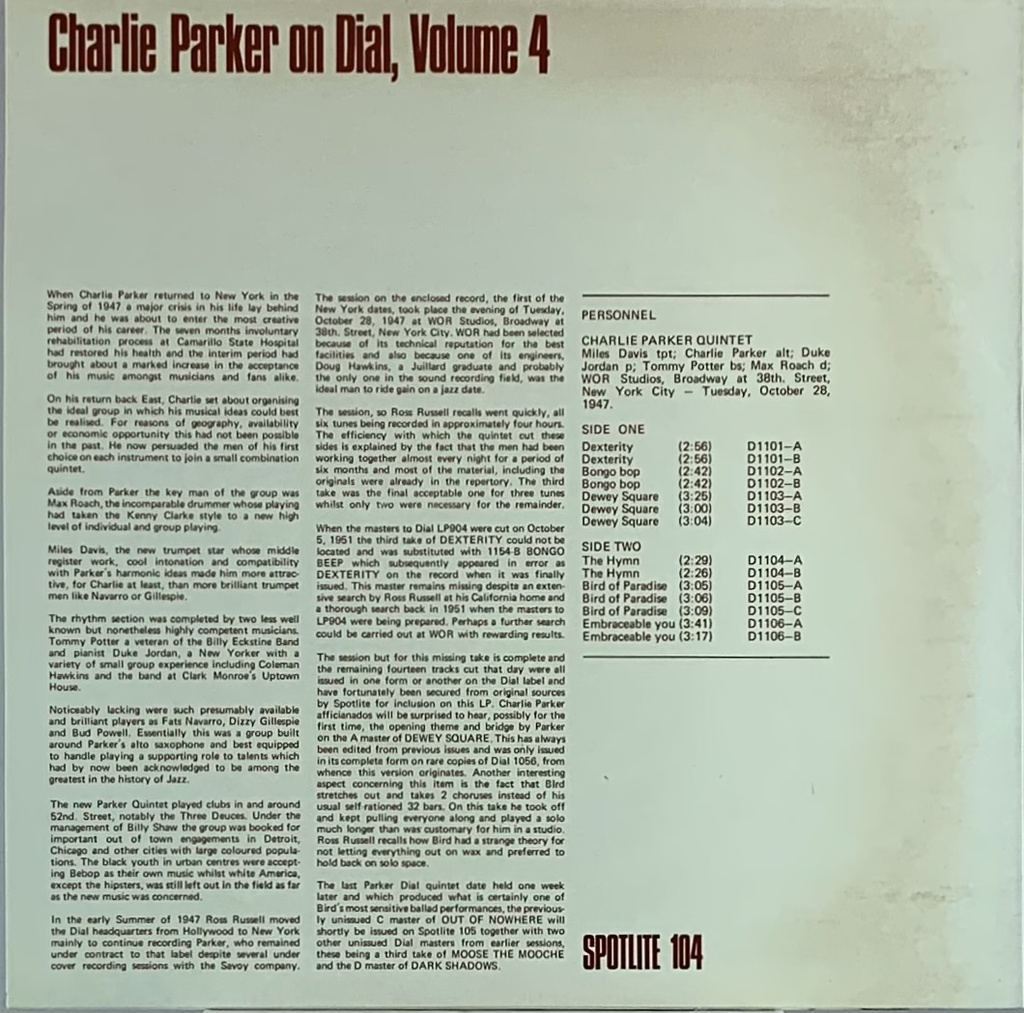 Charlie Parker – Charlie Parker On Dial Vol. 4 (LP usado)