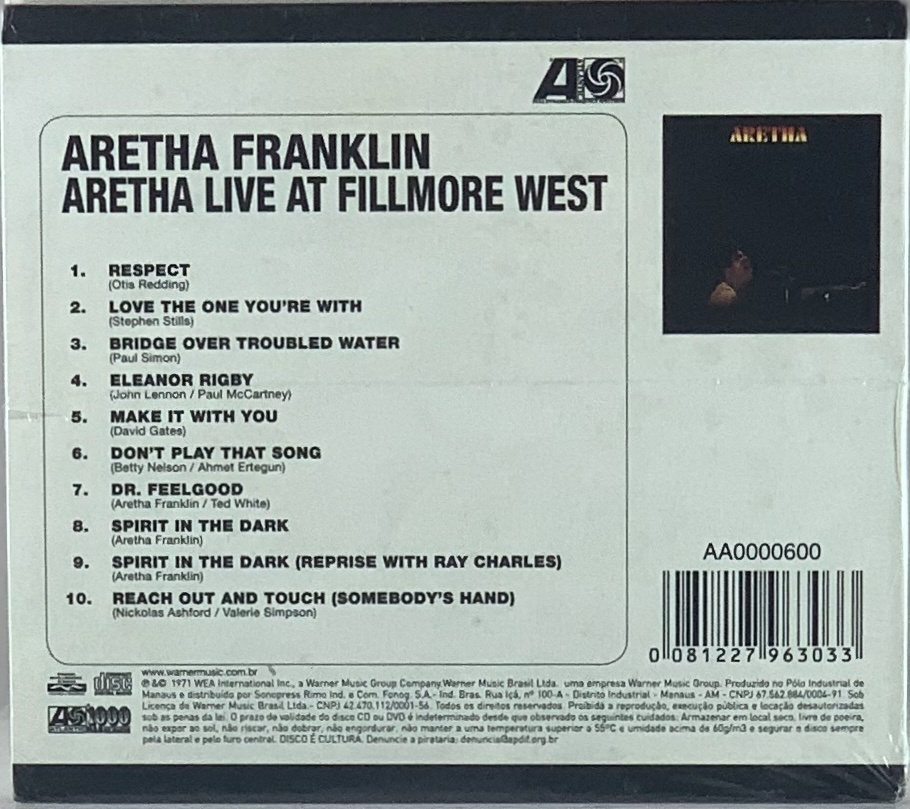 Aretha Franklin – Aretha Live at Fillmore West (CD novo)