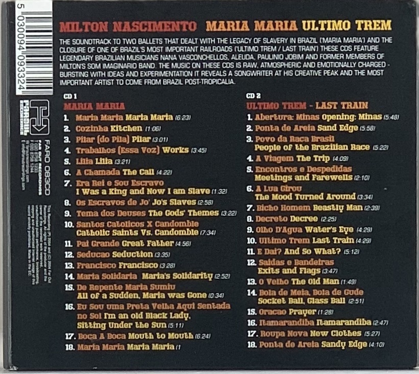 Milton Nascimento – Maria Maria / Último Trem [TSO Grupo Corpo](2CD usado)