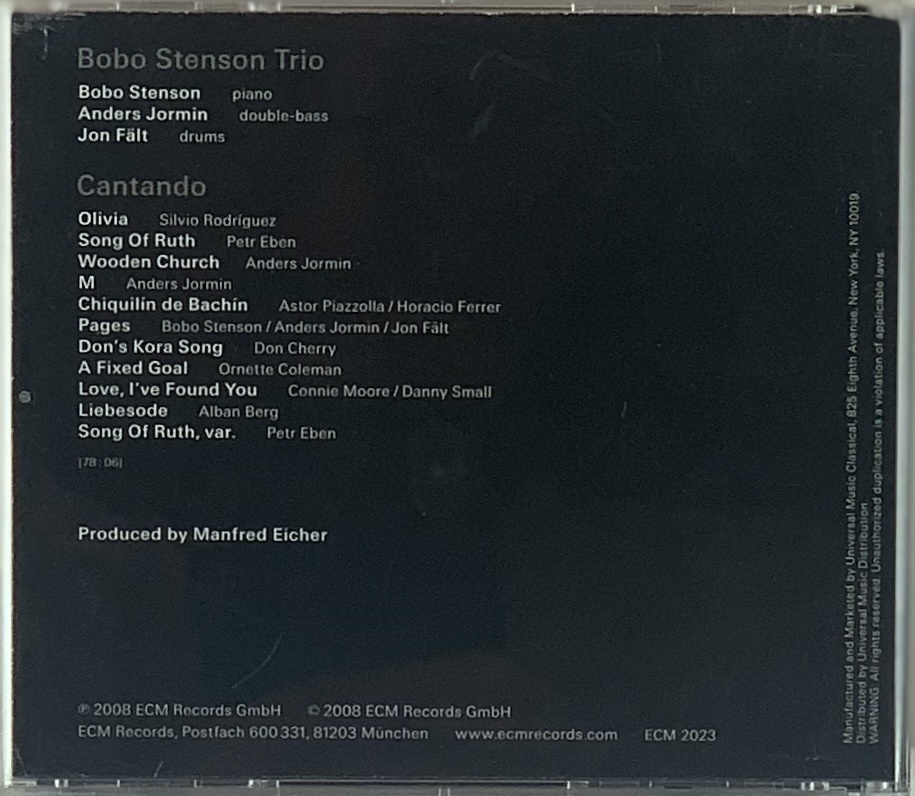 Bobo Stenson Trio – Cantando (CD usado)