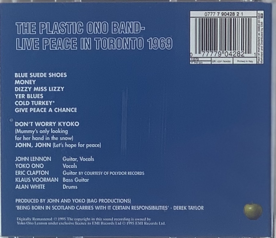 John Lennon´s Plastic Ono Band - Live Peace in Toronto 1969 (CD usado)