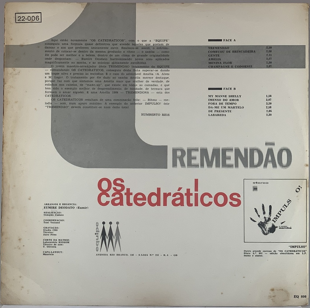 Catedráticos,Os [Eumir Deodato] - Tremendão (LP usado)