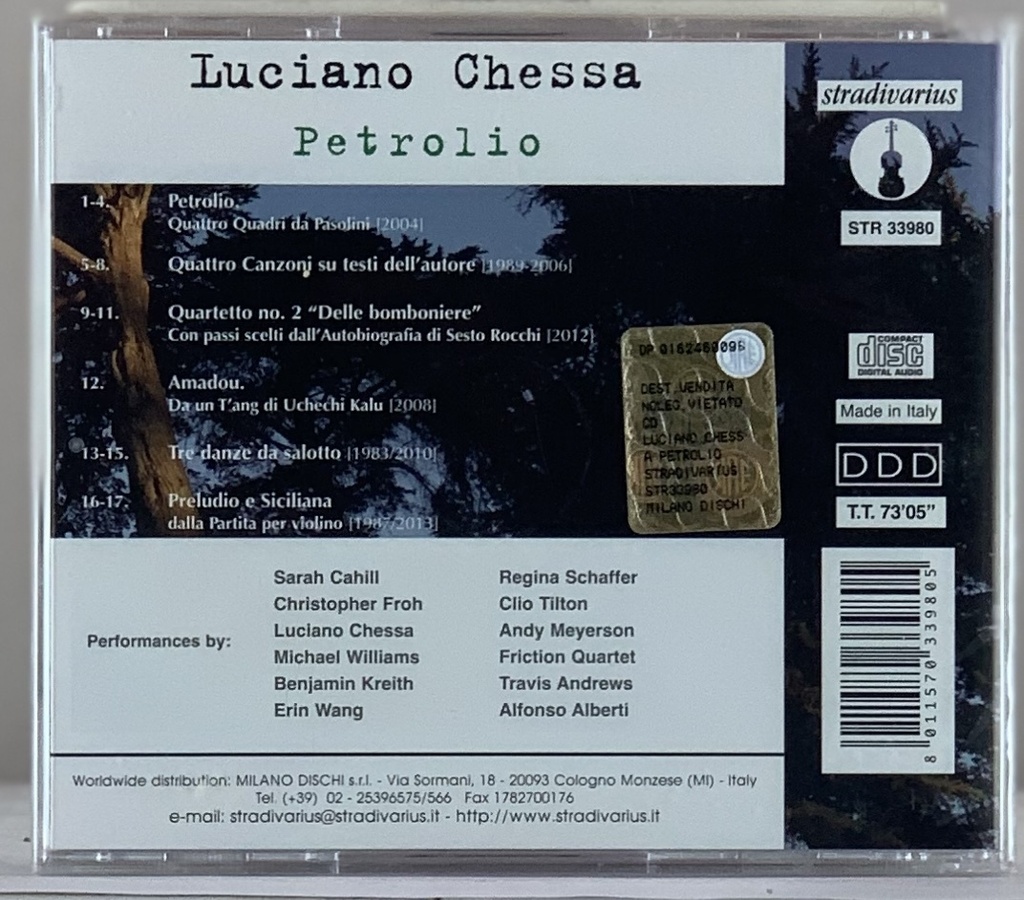 Luciano Chessa – Petrolio (CD novo)