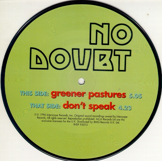 No Doubt – Don't Speak (Vinyl 7" 45rpm, Ltd Edition,numerado, Picture Disc)