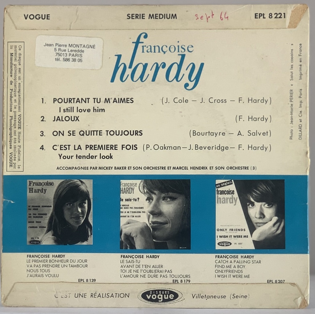 Françoise Hardy - Pourtant tu M'aimes + 3 (Vinil 7" EP usado)