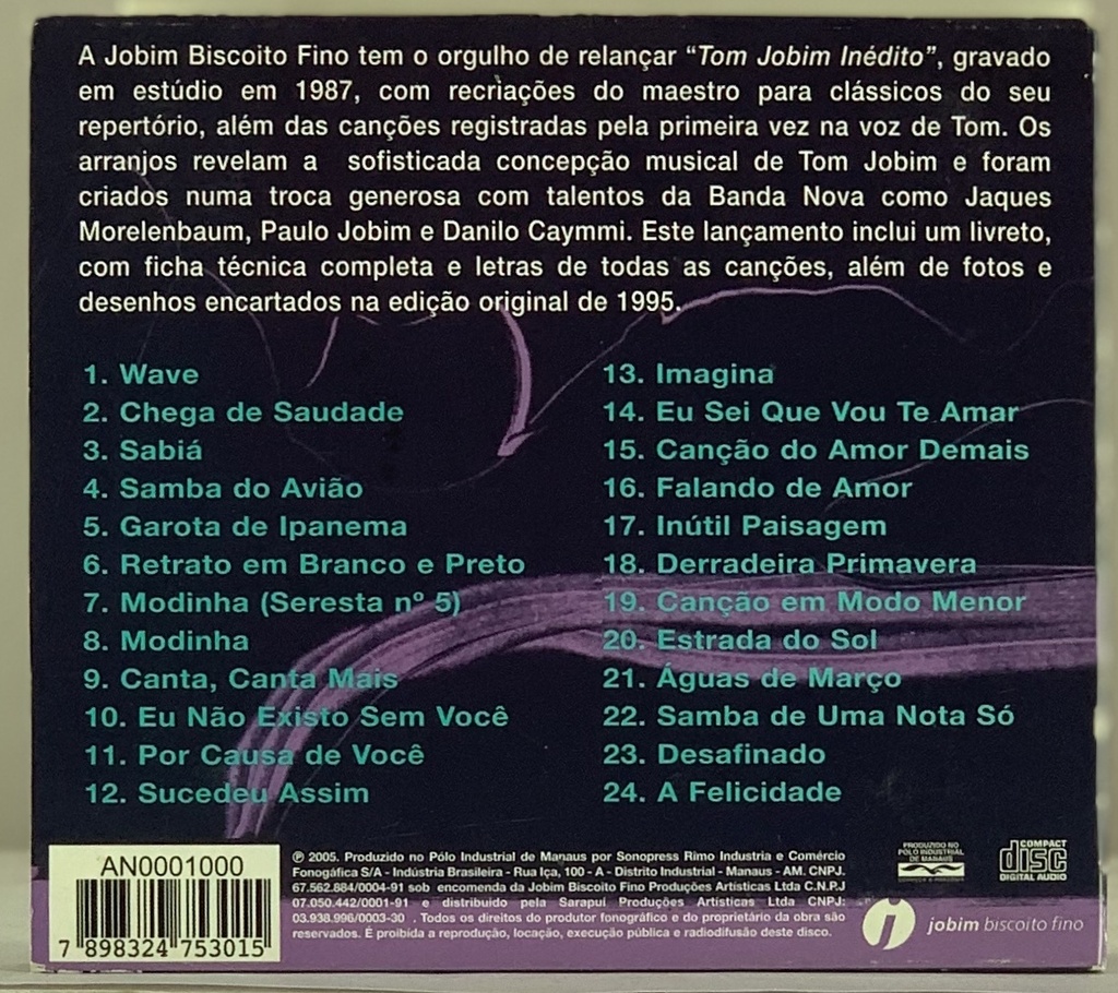 Tom Jobim – Inédito (2CD usado) | Tracks Rio