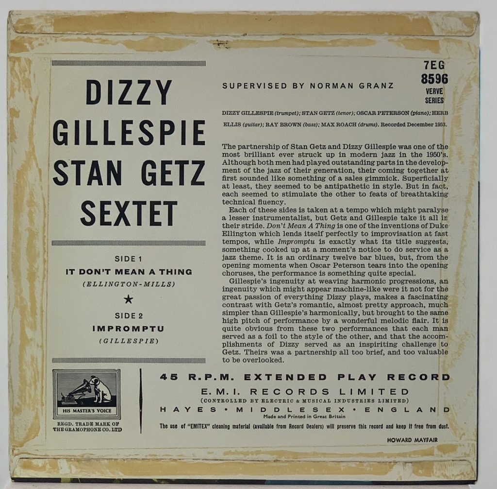 7"- Dizzy Gillespie/Stan Getz Sextet