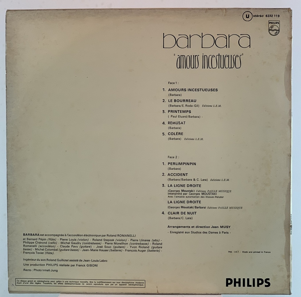 LP Barbara - Amours Incestueuses (usado)