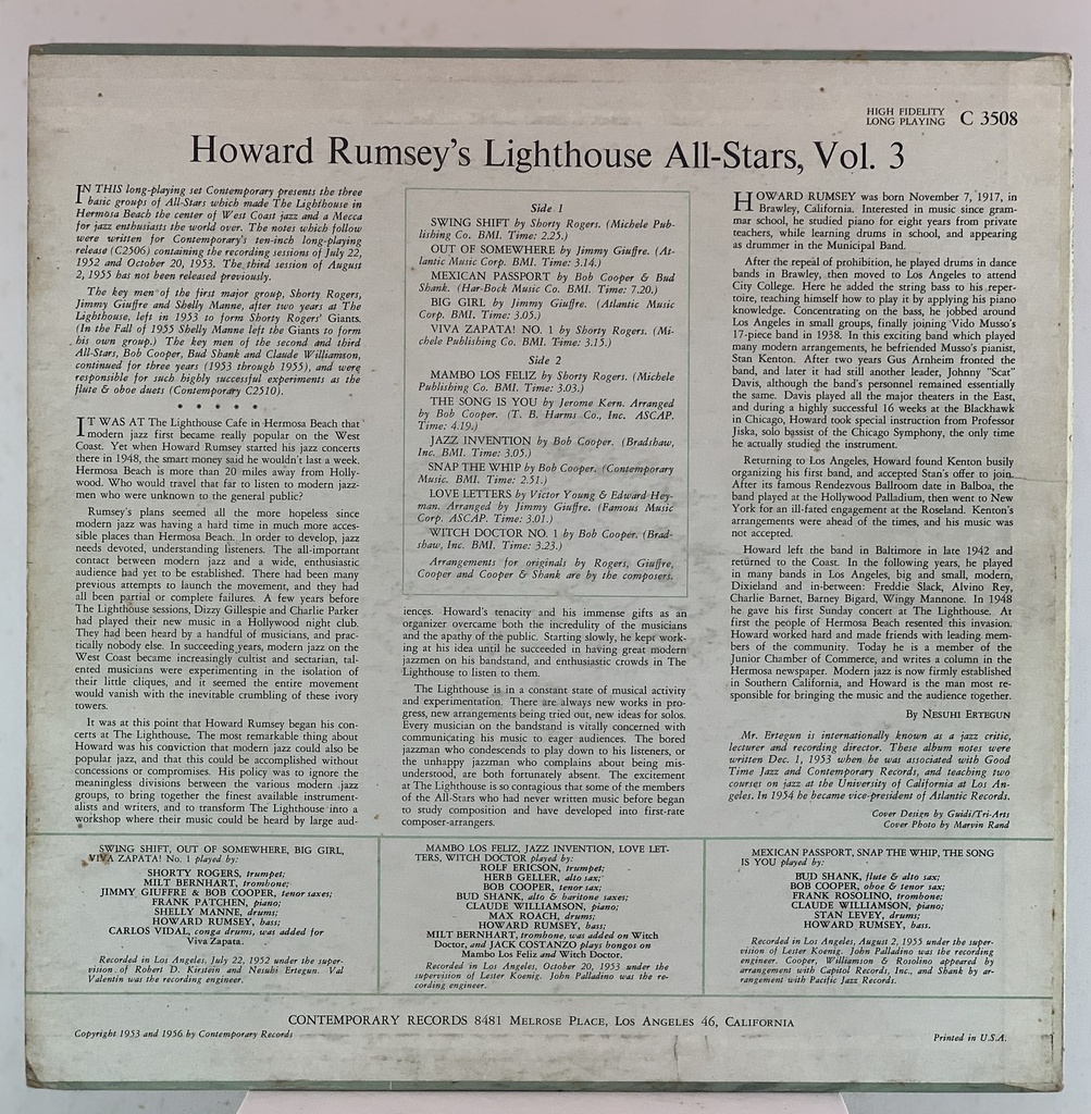 LP Howard Rumsey's Lighthouse All-Stars - Vol 3 (usado)